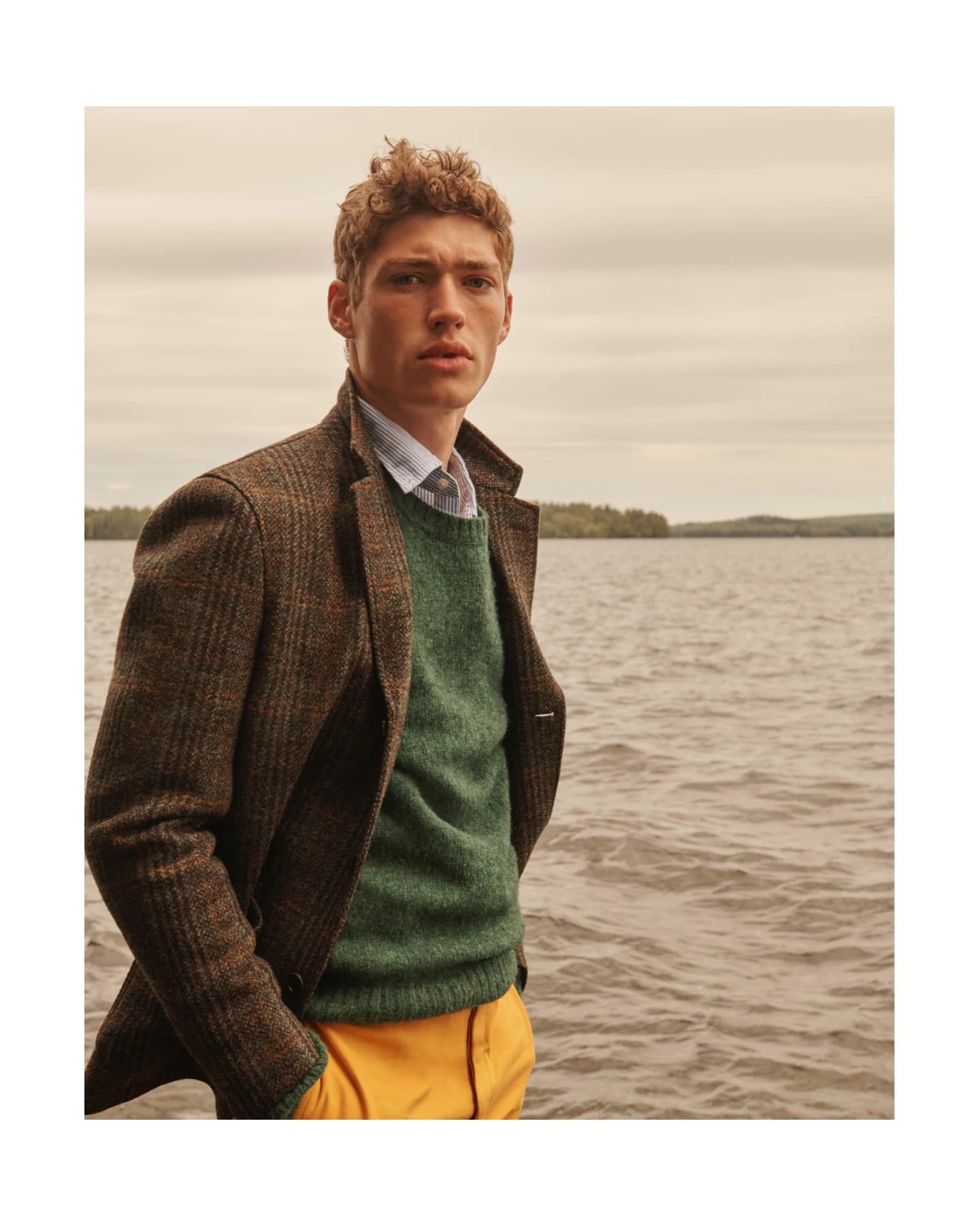 Rough Wool Crewneck and Striped Button Down