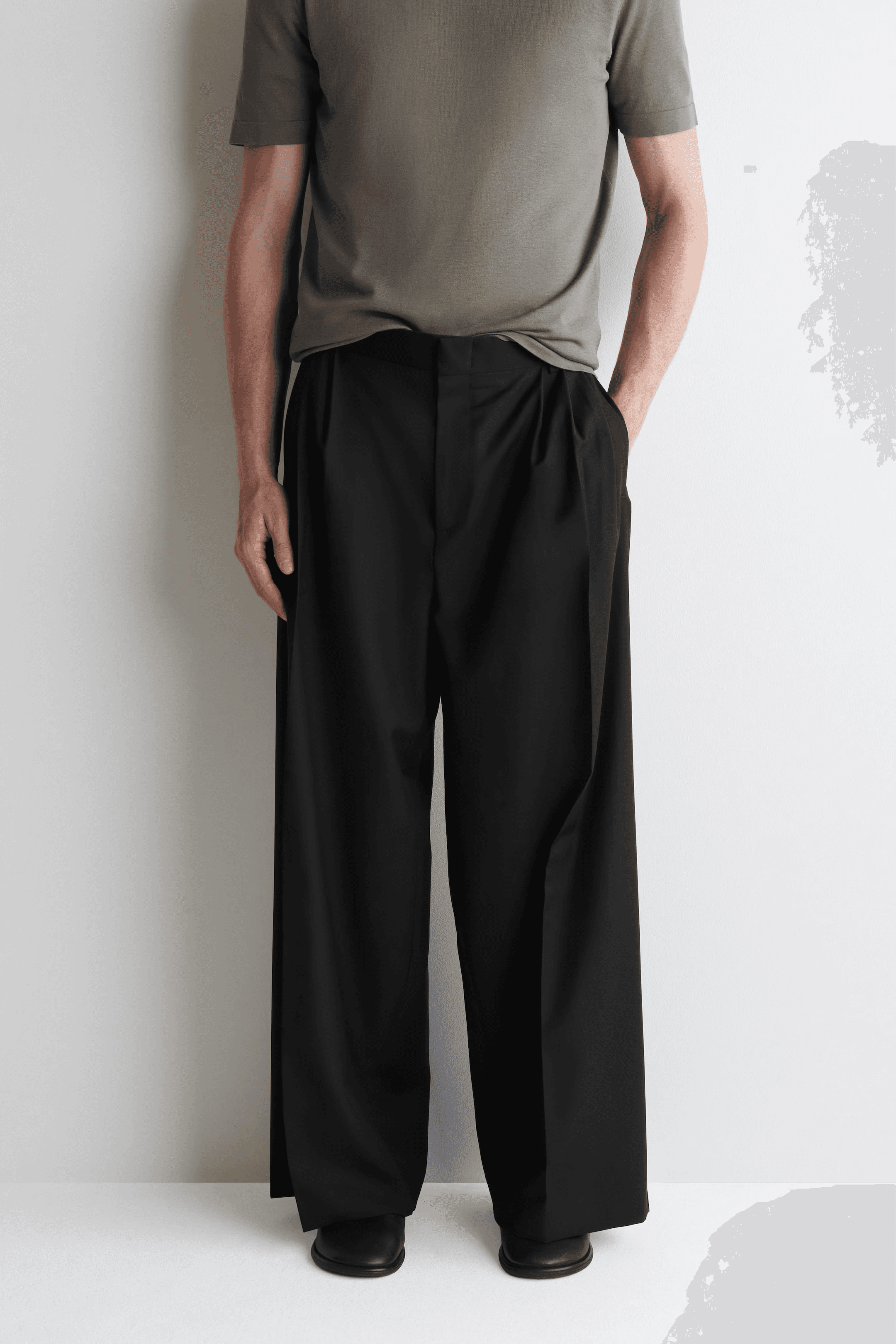 COS Wide Leg Pleated Wool Trousers