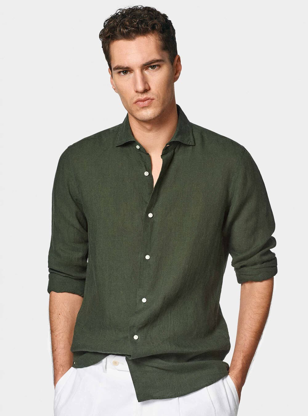 Gutteridge Green Pure Linen Shirt