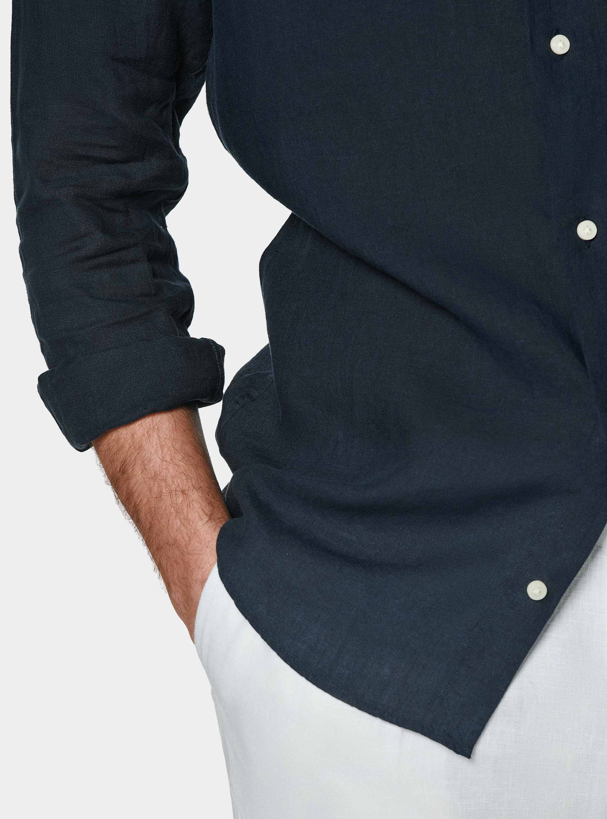 Gutteridge Navy Pure Linen Shirt